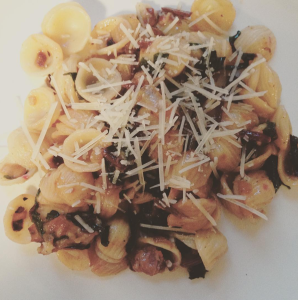 Sautéed Beet Greens over Orecchiette